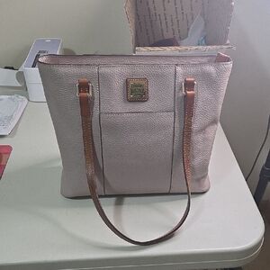 Dooney & Bourke Taupe Tote with Brown Straps